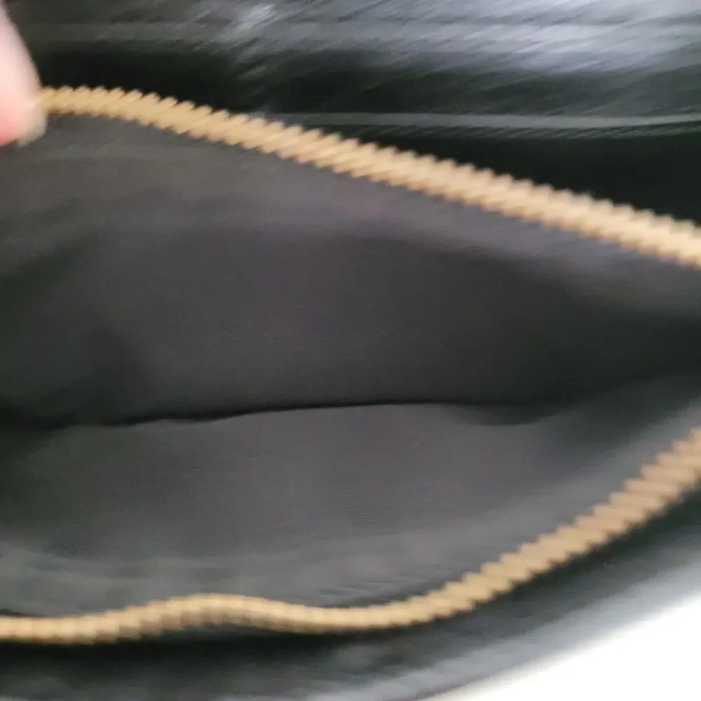 Tory Burch Solid Black Cowhide Leather‎ Enveloe Large Wallet Long Clutch